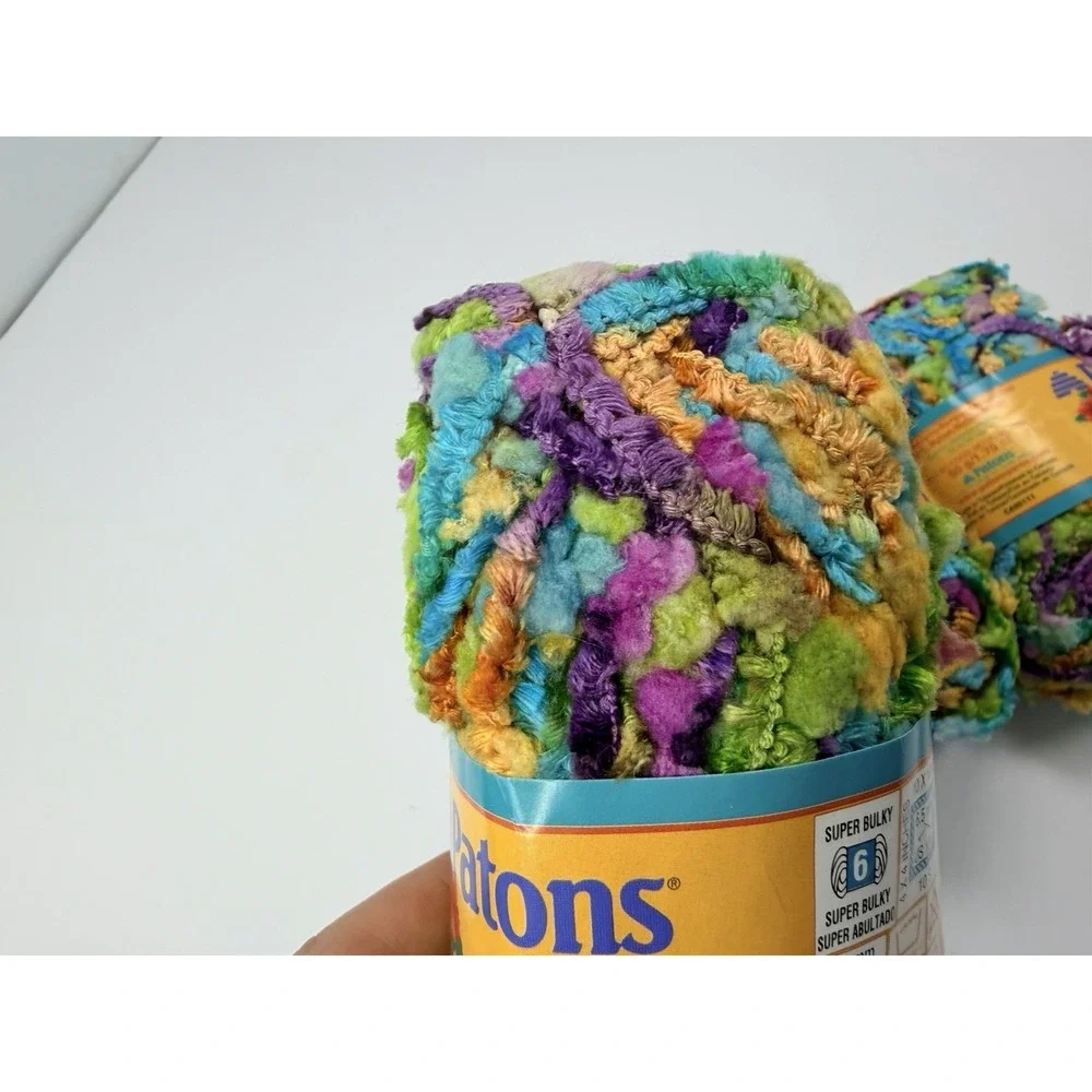 Patons Ci Ci Yarn Lot 4 Super Bulky Pom Pom Novelty Multicolor Parade